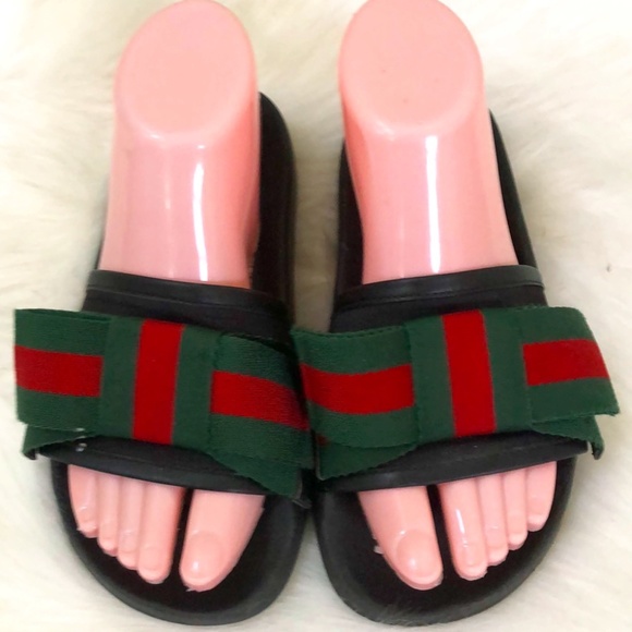 Gucci Women's Satin Web Sylvie Bow Slides Sz 36 - Picture 7 of 13